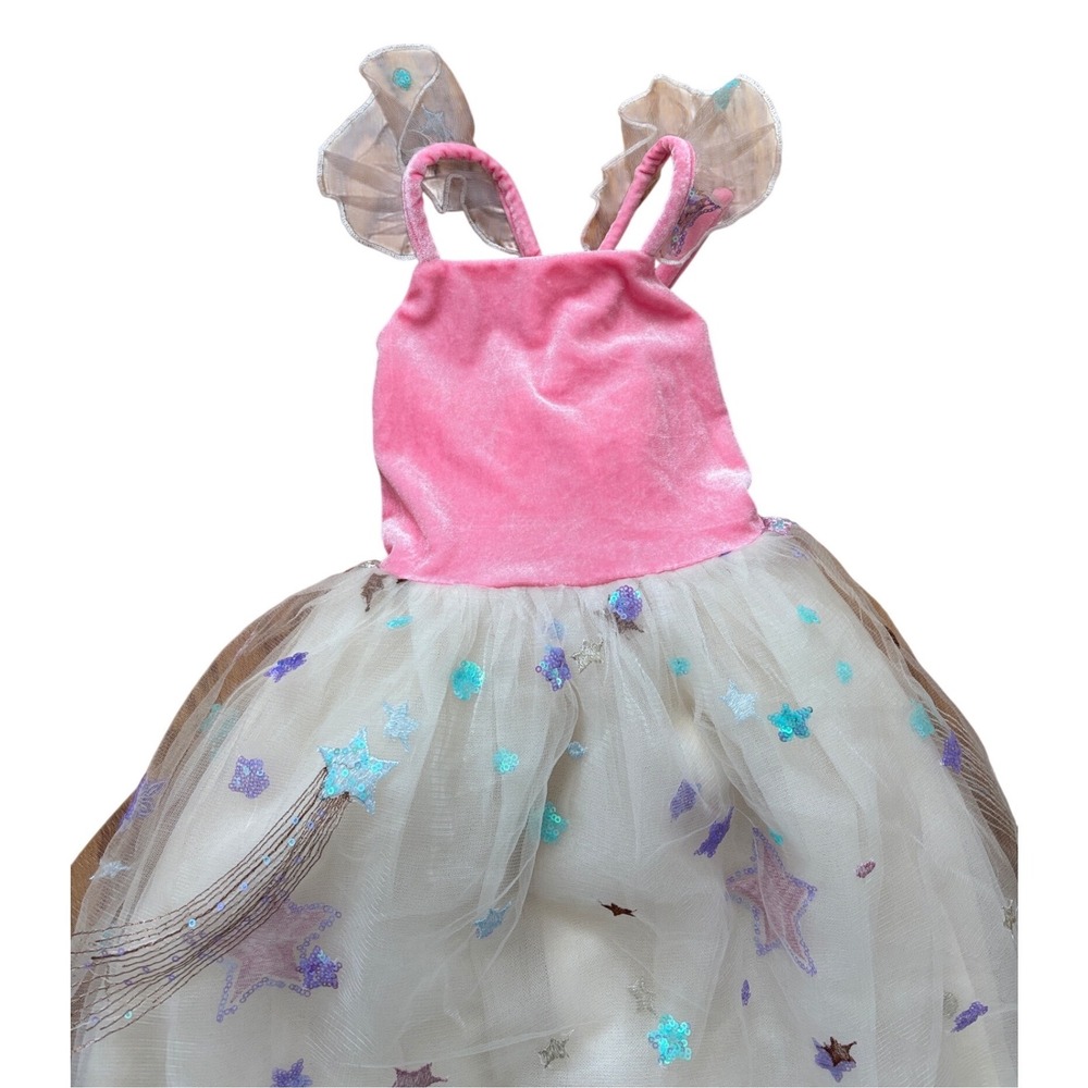 Love + Grow Girls Pink Velvet Star Tulle Princess Dress Costume Shooting Star 4T - Picture 3 of 8